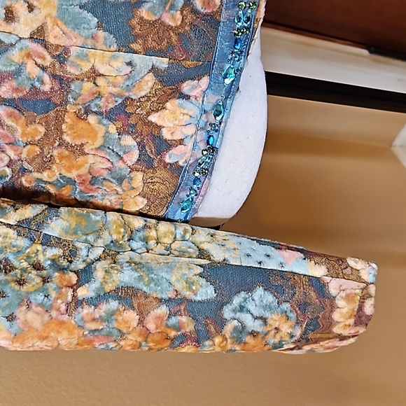 VINTAGE BAXIS & BAXIS BLAZER BEADED PASTEL COLORS BROWN BLUE TAN PINK S SMALL - Picture 6 of 10